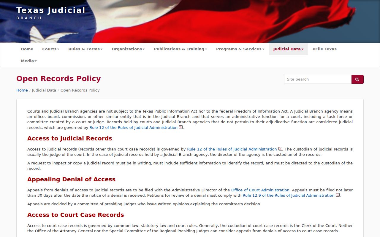 Texas Rule 12 guidance for Haskell County court records