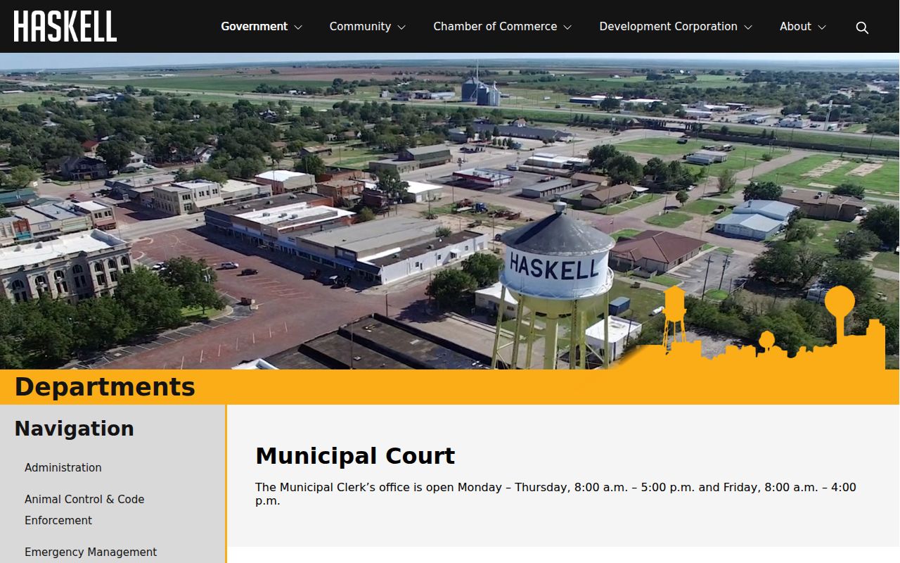 Official Haskell Municipal Court ticket options and clerk hours